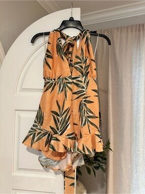 Orange Palm Romper